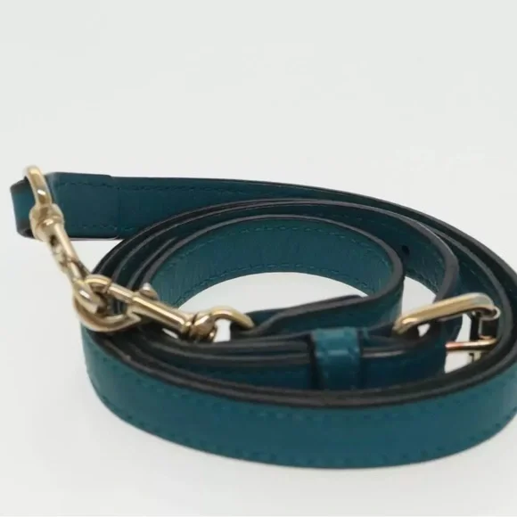 Authentic GUCCI Micro GG Canvas Hand Bag Leather 2way Turquoise Blue with strap - Picture 14 of 17